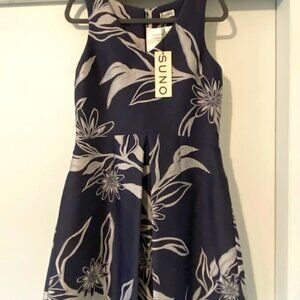 Cute Dress - Size 10 Navy with Silver Brocade Floral